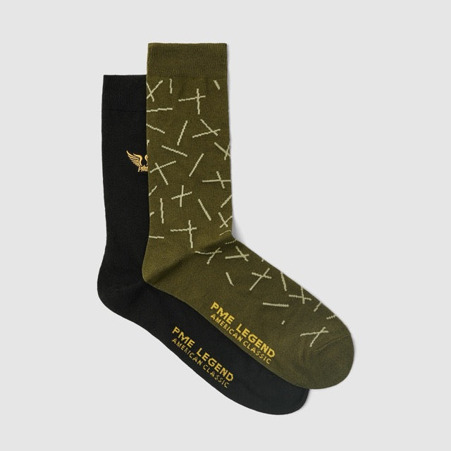PAC2508920-6416 PME Legend Cotton Blend Socks 2-Pack Olive Night / Groen