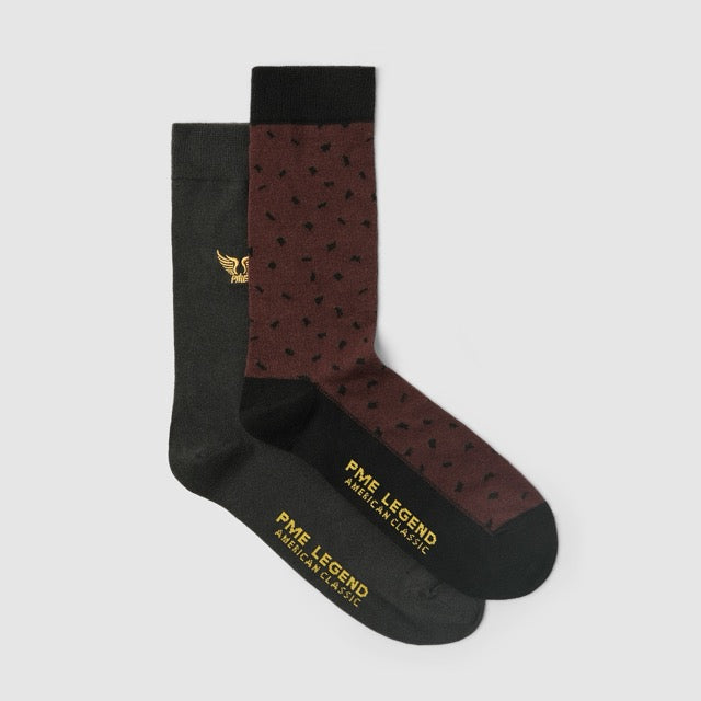 PAC2508920-8203 PME Legend Cotton Blend Socks 2-Pack Marron / Rood