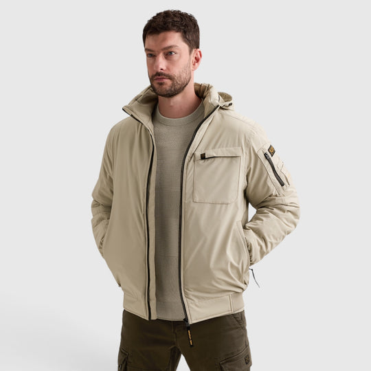 PME Legend Havil-Sky bomberjack in Castle Wall Beige, vooraanzicht, PJA2608124-6412