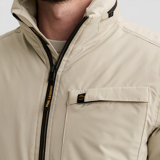 PME Legend Havil-Sky bomberjack in Castle Wall Beige, kraag en ritssluiting, PJA2608124-6412