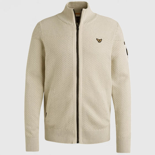 PKC2509356-7013 PME Legend knitwear Zip Jacket Cotton Structure Bone White / Wit