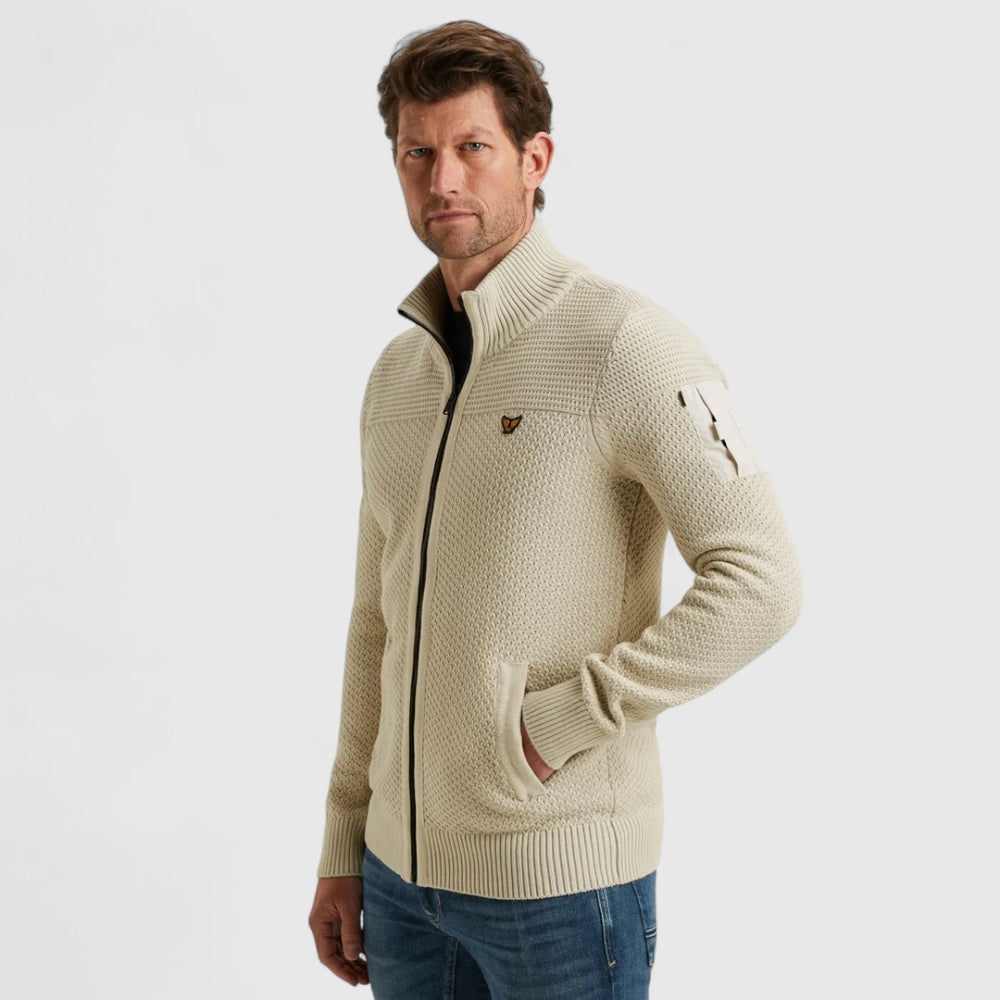 PKC2509356-7013 PME Legend knitwear Zip Jacket Cotton Structure Bone White / Wit