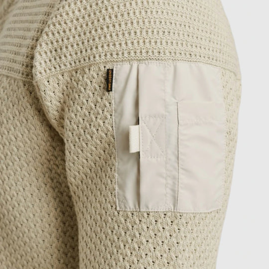 PKC2509356-7013 PME Legend knitwear Zip Jacket Cotton Structure Bone White / Wit