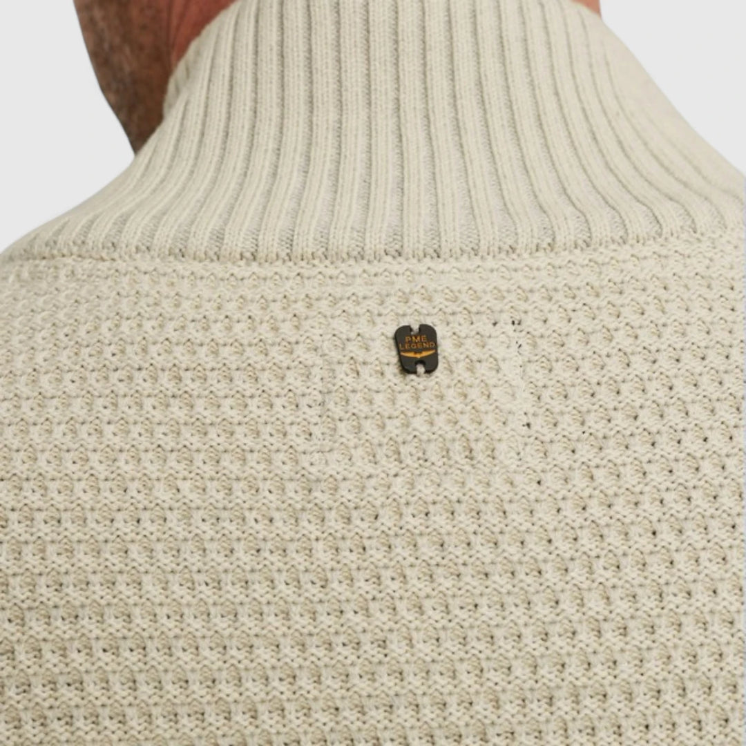 PKC2509356-7013 PME Legend knitwear Zip Jacket Cotton Structure Bone White / Wit
