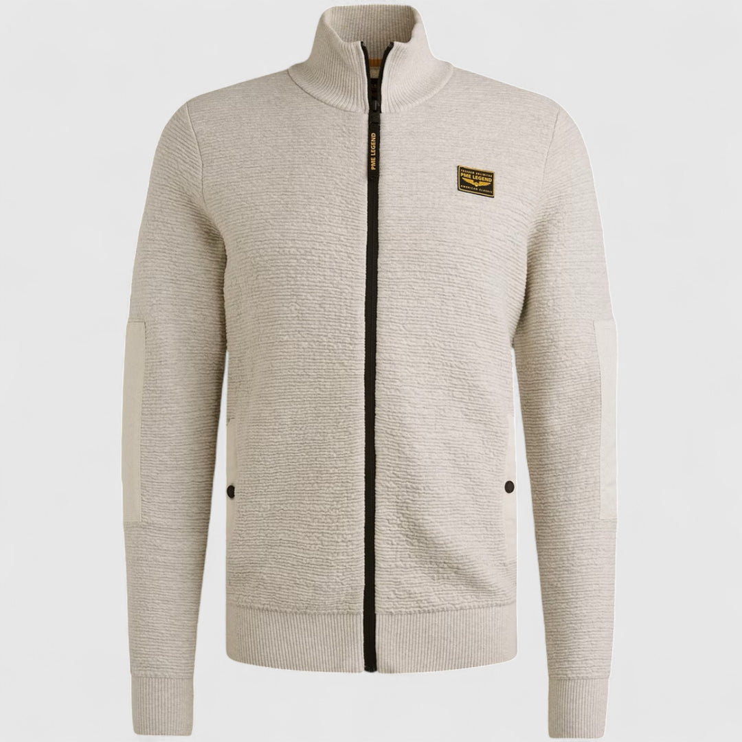 PKC2510322-910 PME Legend knitwear Zip Jacket Texture Yarn Bone White Melee / Wit
