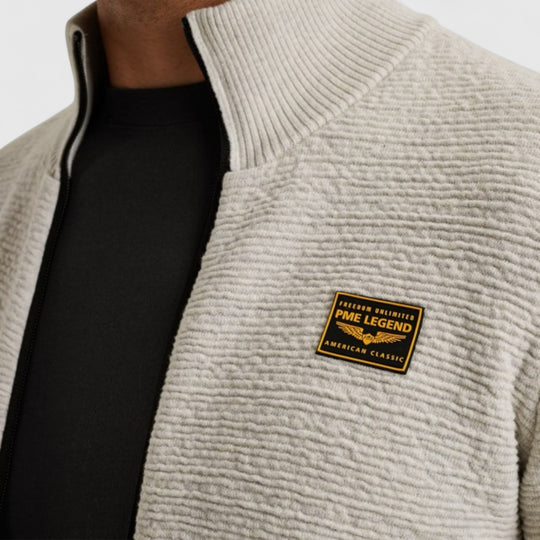 PKC2510322-910 PME Legend knitwear Zip Jacket Texture Yarn Bone White Melee / Wit