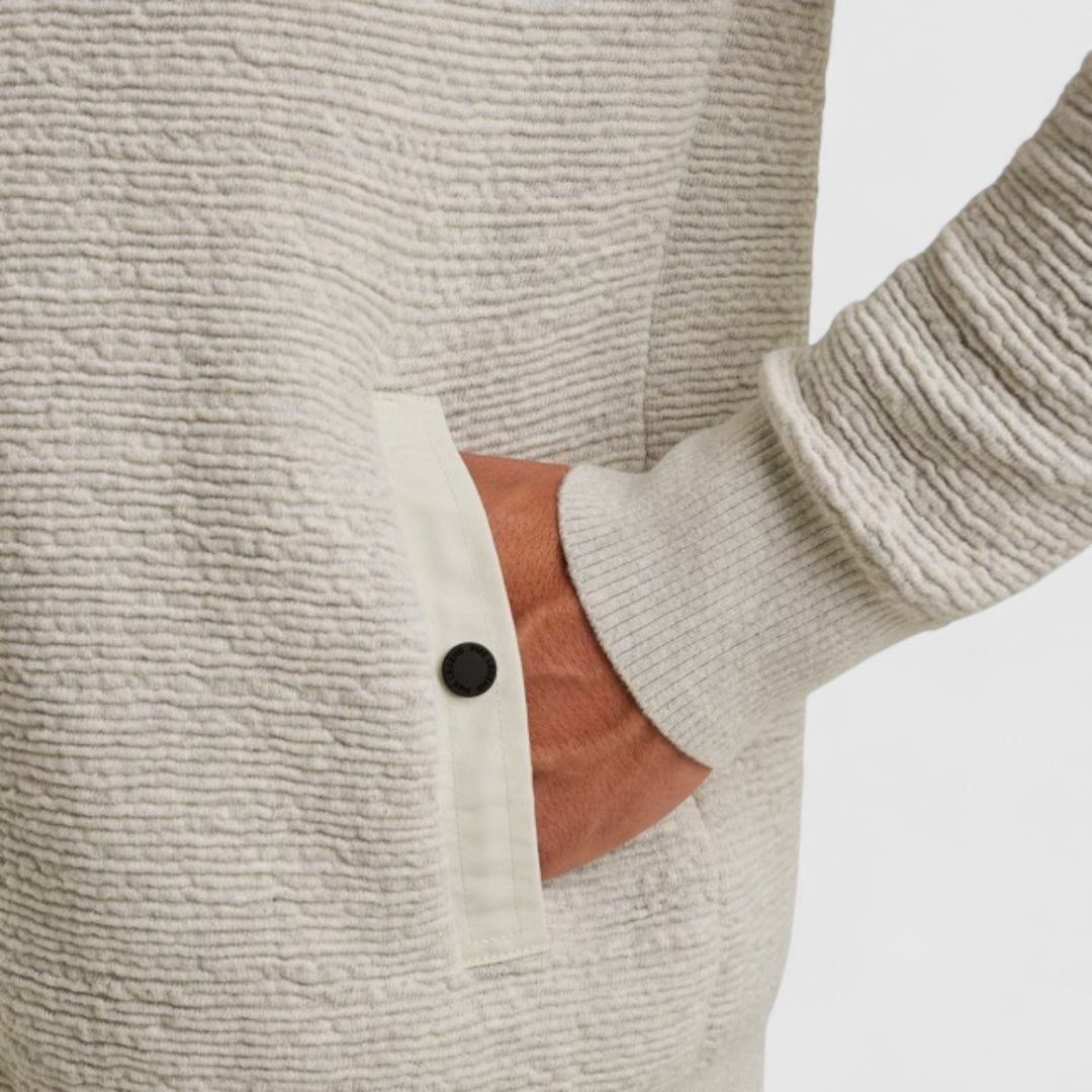 PKC2510322-910 PME Legend knitwear Zip Jacket Texture Yarn Bone White Melee / Wit