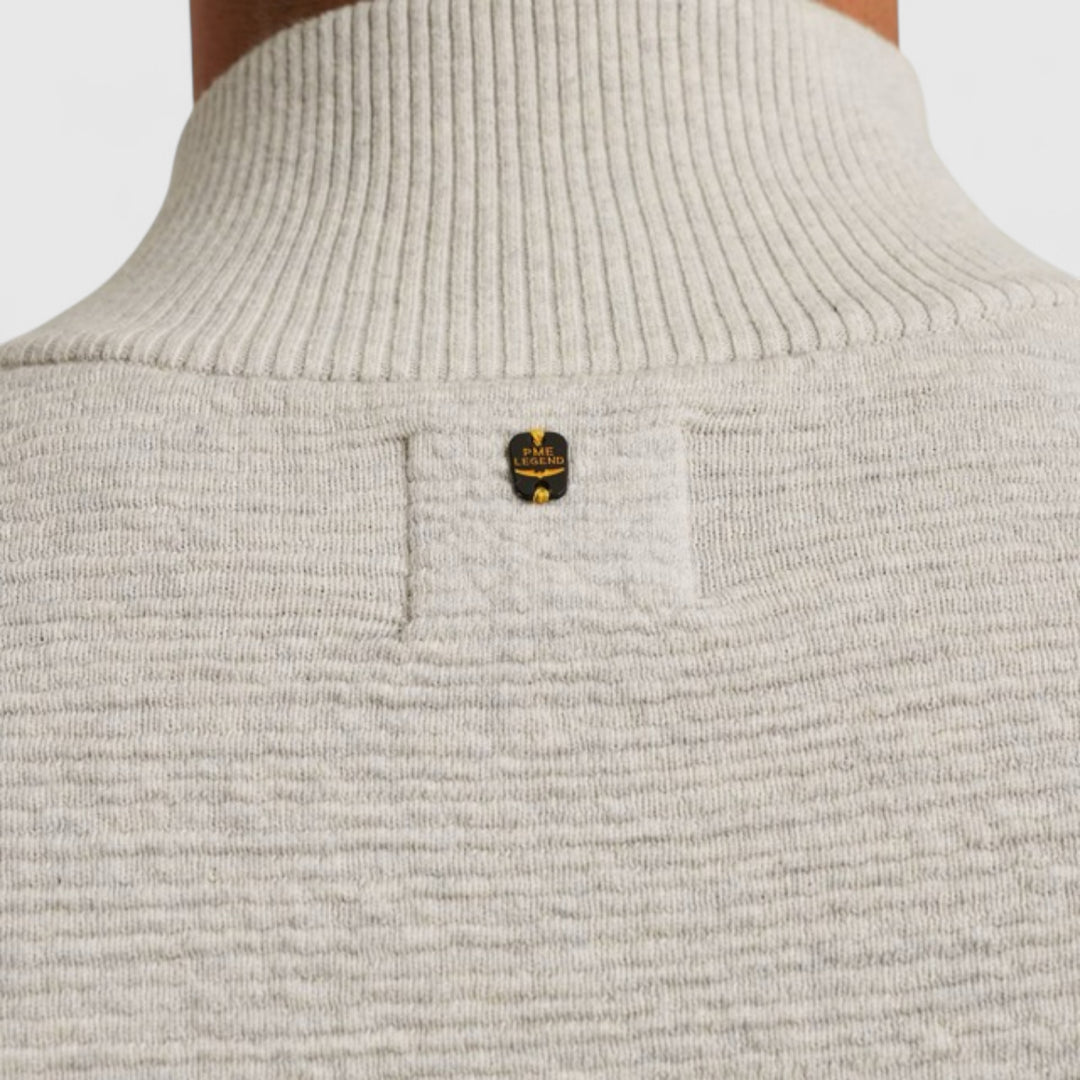 PKC2510322-910 PME Legend knitwear Zip Jacket Texture Yarn Bone White Melee / Wit