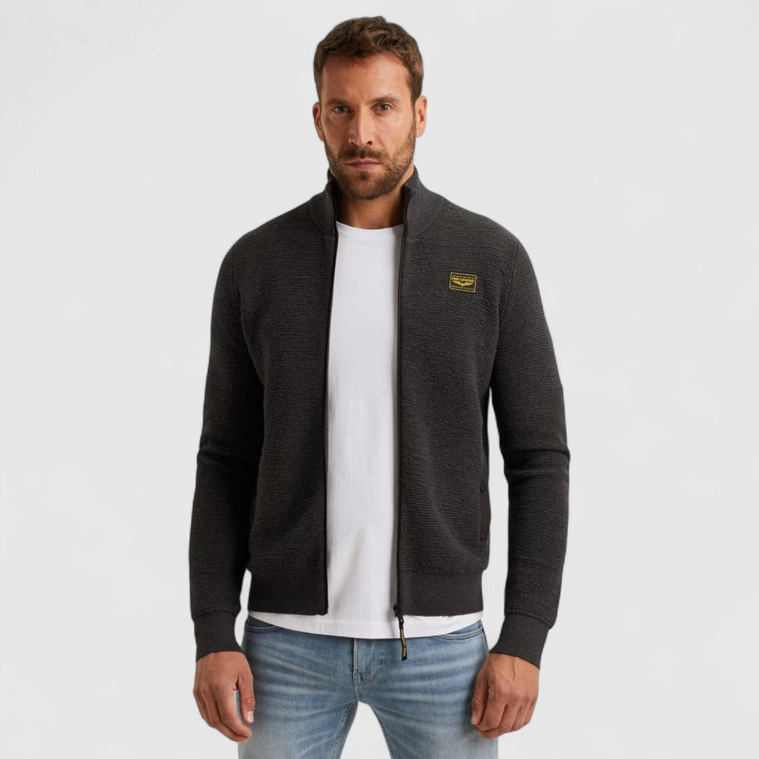 PKC2510322-971 PME Legend knitwear Zip Jacket Texture Yarn Dark Grey Melee / Grijs