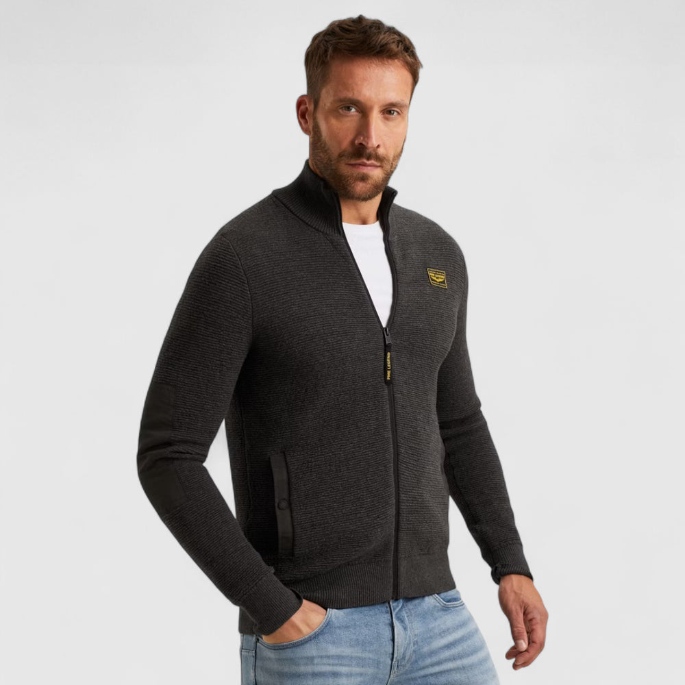 PKC2510322-971 PME Legend knitwear Zip Jacket Texture Yarn Dark Grey Melee / Grijs