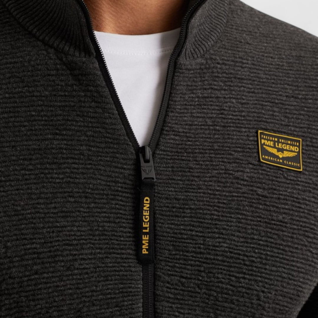 PKC2510322-971 PME Legend knitwear Zip Jacket Texture Yarn Dark Grey Melee / Grijs