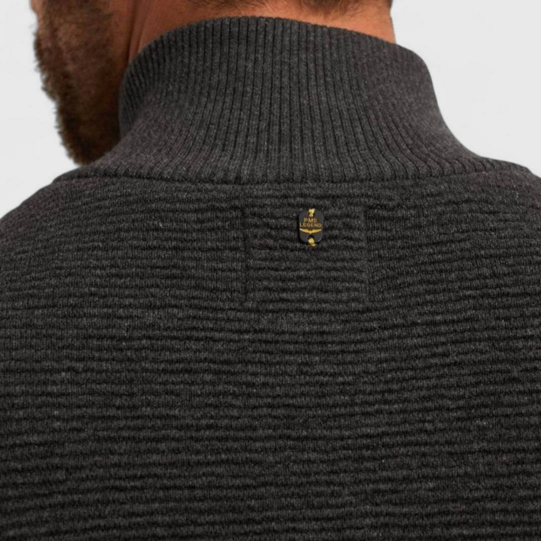 PKC2510322-971 PME Legend knitwear Zip Jacket Texture Yarn Dark Grey Melee / Grijs