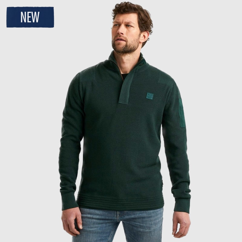 PKW2309322-6429 Half Zip Collar Cotton Knit Truien