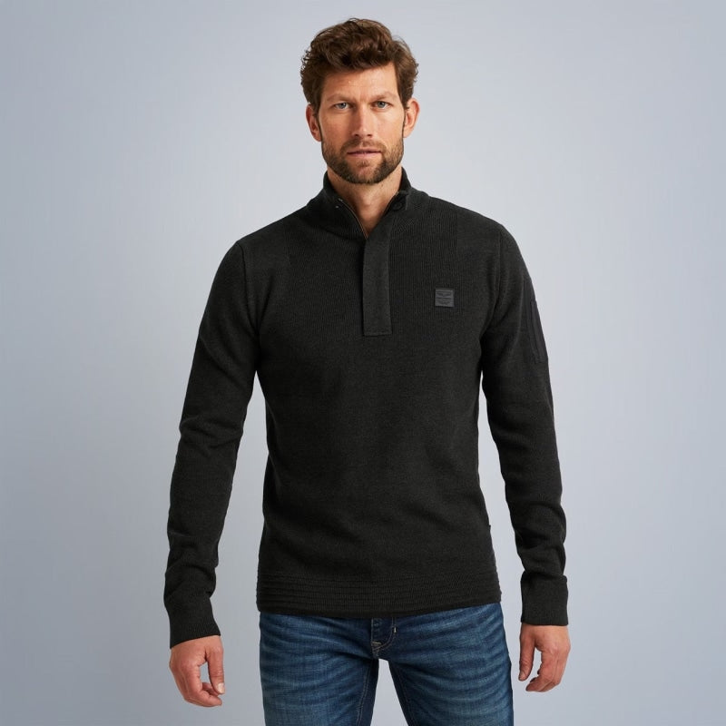 pkc2309322 996 half zip collar cotton knit pme legend antracite melee crop1