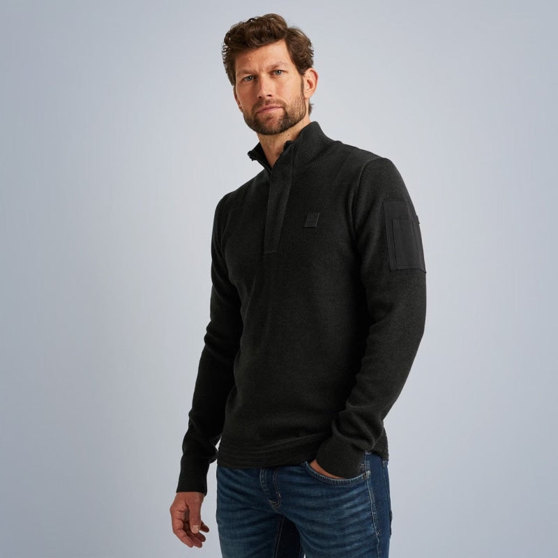 pkc2309322 996 half zip collar cotton knit pme legend antracite melee crop2
