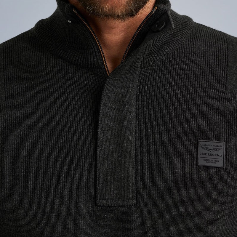 pkc2309322 996 half zip collar cotton knit pme legend antracite melee crop4