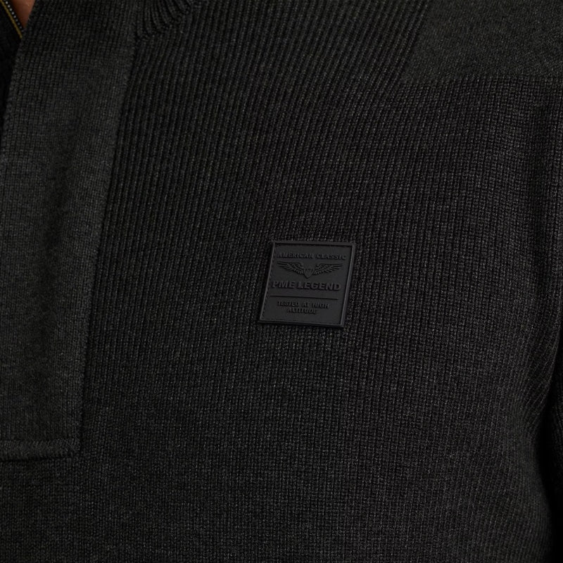 pkc2309322 996 half zip collar cotton knit pme legend antracite melee crop5