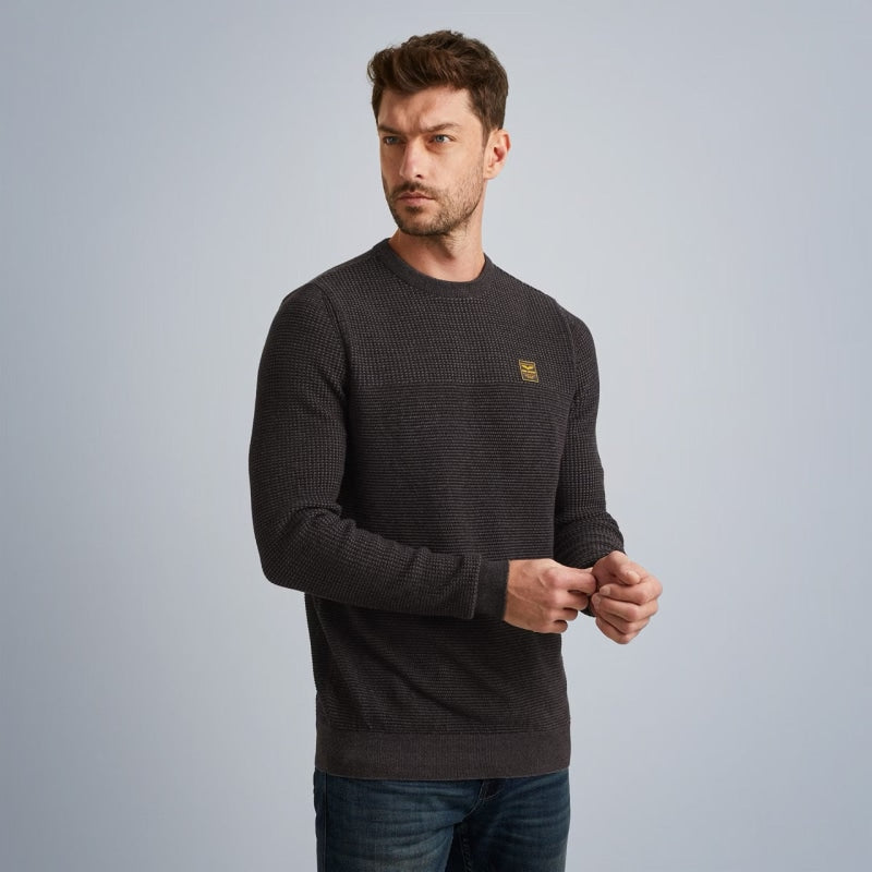 pkw2310300 9139  crewneck cotton plated pme legend trui black onyx crop2