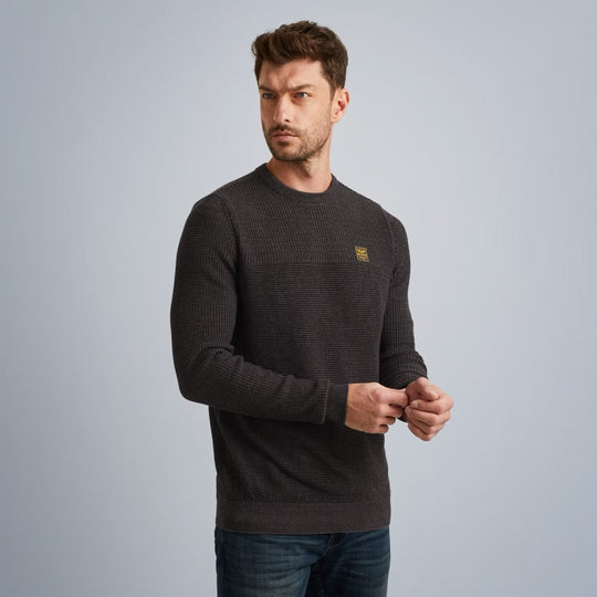 pkw2310300 9139  crewneck cotton plated pme legend trui black onyx crop2