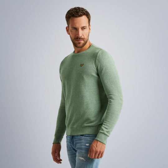 pkw2311330 6130 round neck cotton mouline pme legend trui green crop3