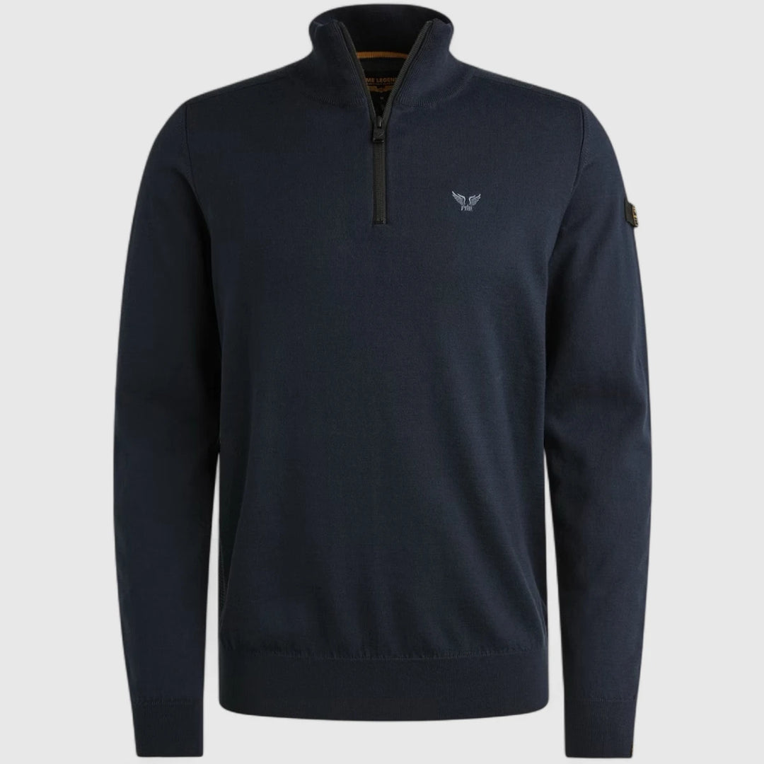 PKW2508303-5073 PME Legend Knitwear Half Zip Collar Cotton Sky Captain/Blauw
