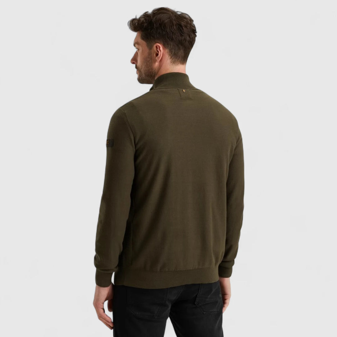 PKW2508303-8039 PME Legend Knitwear Half Zip Collar Cotton Beluga/ Groen