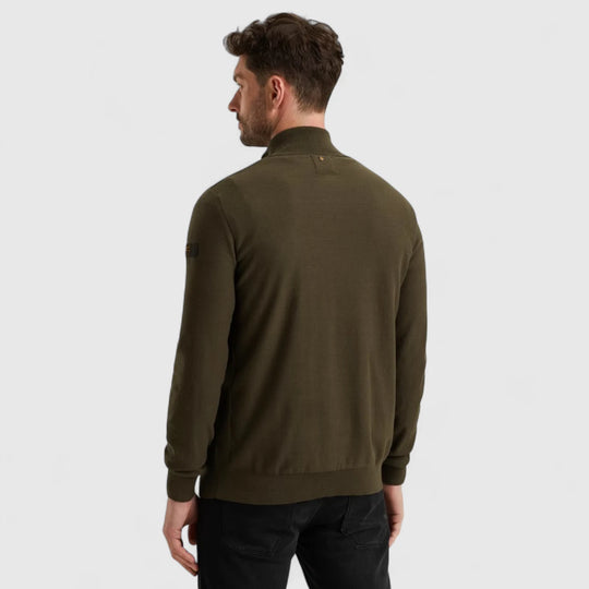 PKW2508303-8039 PME Legend Knitwear Half Zip Collar Cotton Beluga/ Groen
