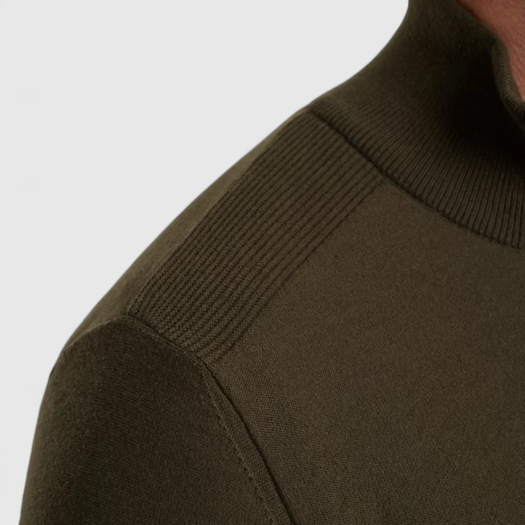 PKW2508303-8039 PME Legend Knitwear Half Zip Collar Cotton Beluga/ Groen
