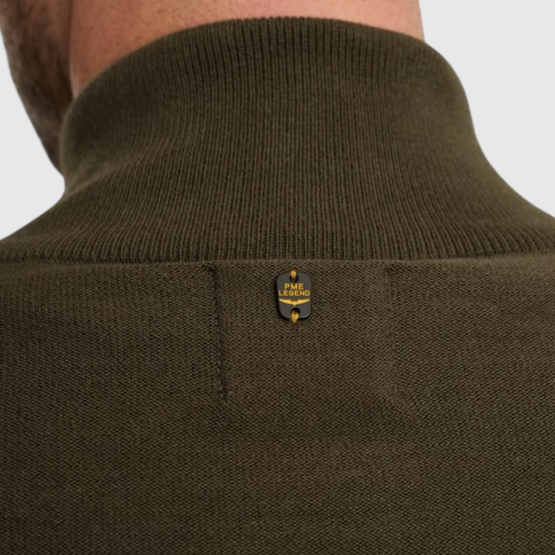 PKW2508303-8039 PME Legend Knitwear Half Zip Collar Cotton Beluga/ Groen