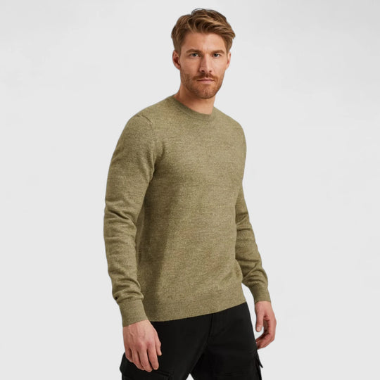 PKW2508335-6379 PME Legend Knitwear Round Neck Soft Blend Oil Green