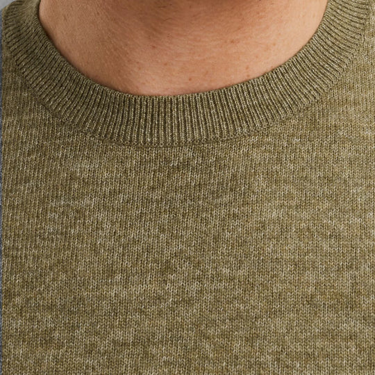 PKW2508335-6379 PME Legend Knitwear Round Neck Soft Blend Oil Green