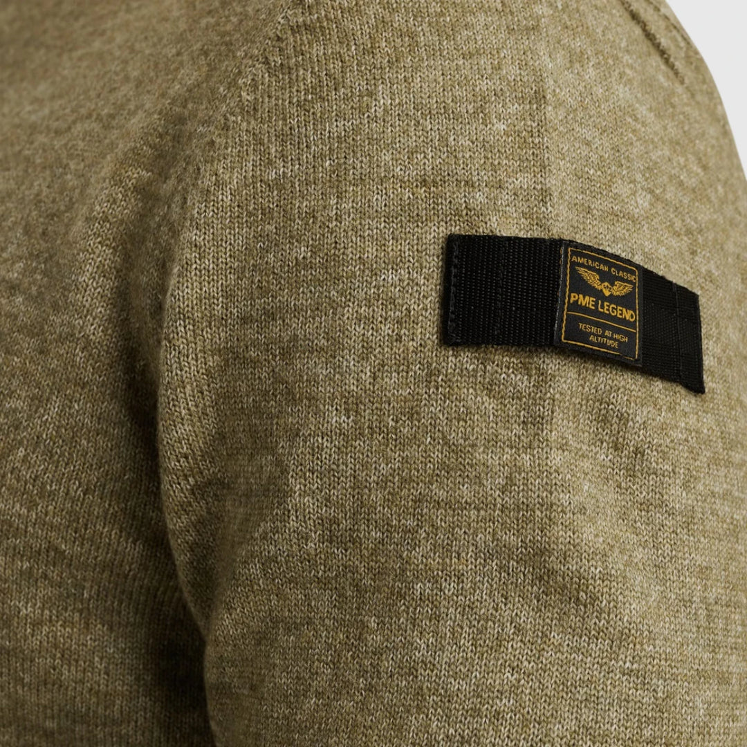 PKW2508335-6379 PME Legend Knitwear Round Neck Soft Blend Oil Green