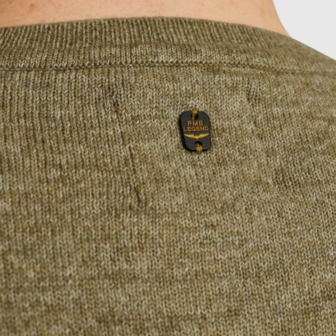 PKW2508335-6379 PME Legend Knitwear Round Neck Soft Blend Oil Green