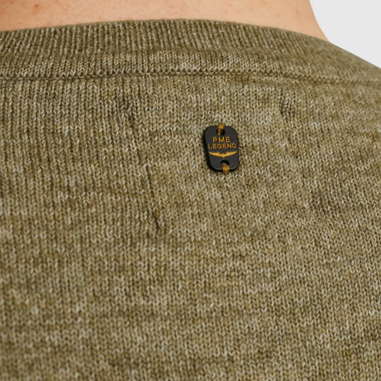 PKW2508335-6379 PME Legend Knitwear Round Neck Soft Blend Oil Green