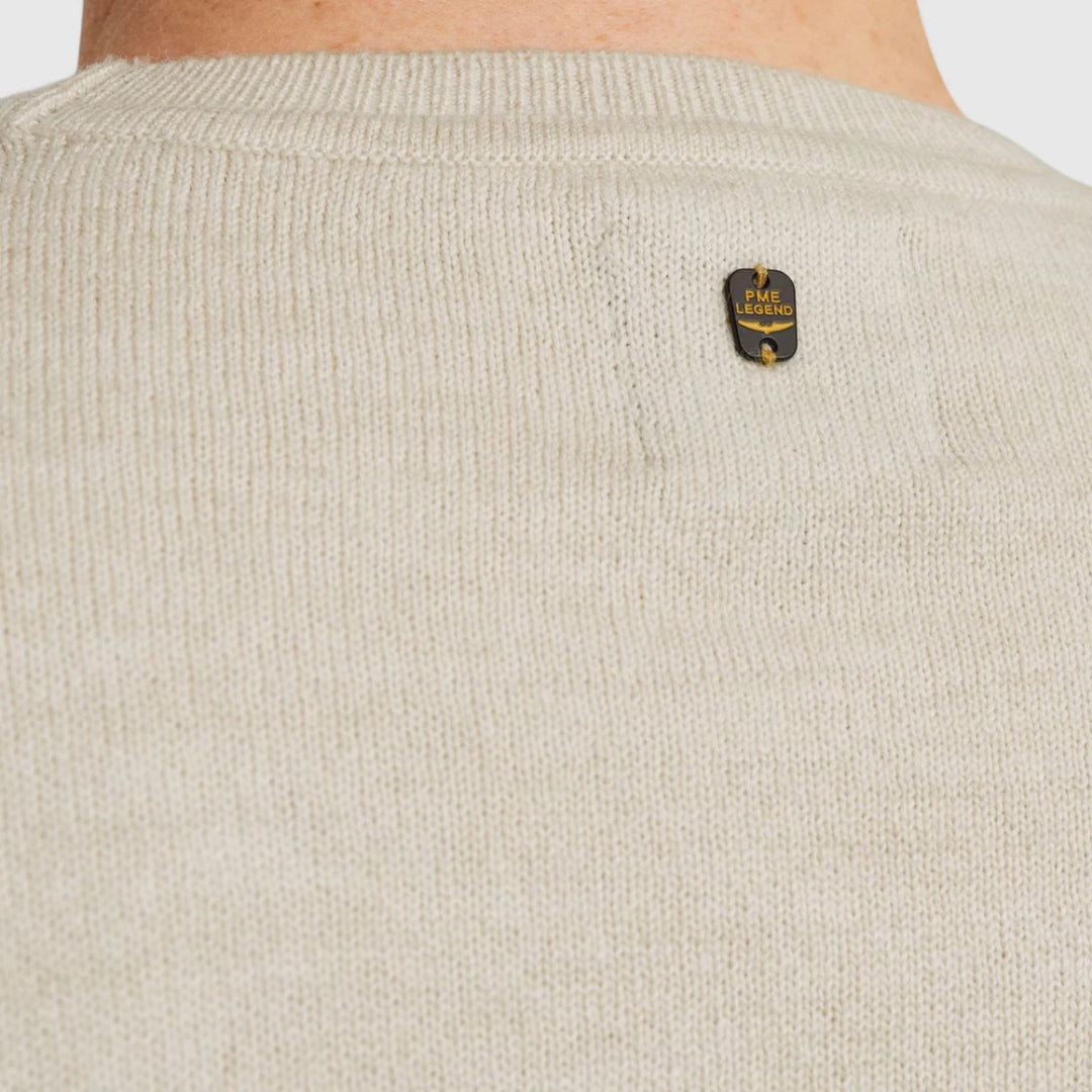 PKW2508335-7013 PME Legend Knitwear Round Neck Soft Blend Bone White