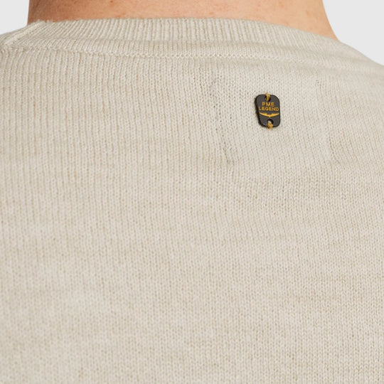 PKW2508335-7013 PME Legend Knitwear Round Neck Soft Blend Bone White