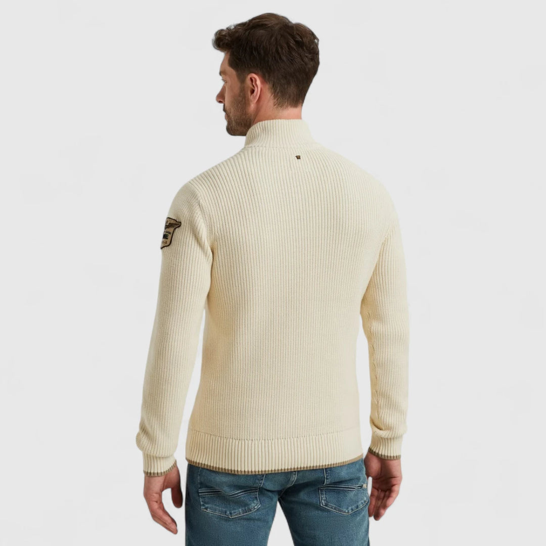 PKW2509324-7013 PME Legend Knitwear Half Zip Collar Cotton Mix Yarn Bone White / Wit
