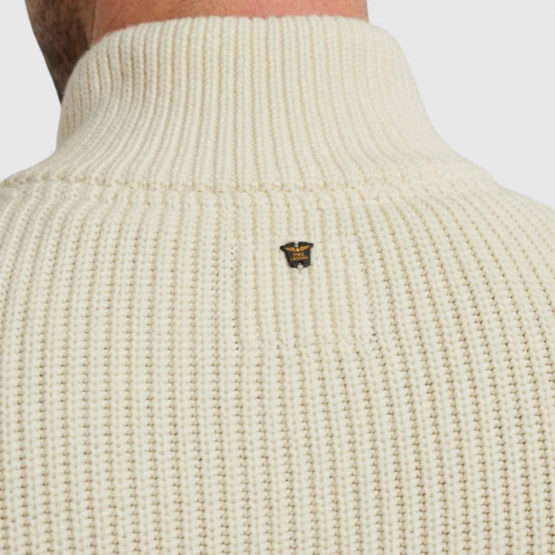 PKW2509324-7013 PME Legend Knitwear Half Zip Collar Cotton Mix Yarn Bone White / Wit