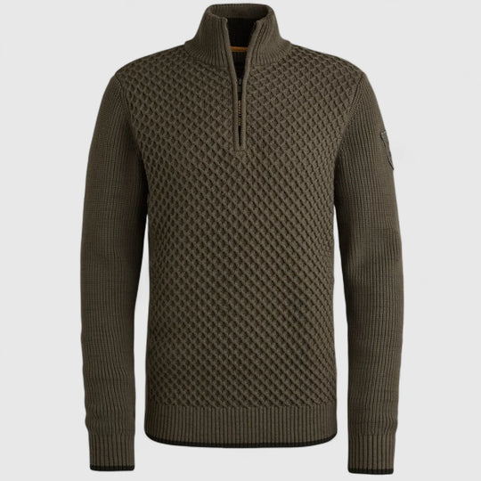 PKW2509324-8039 PME Legend Knitwear Half Zip Collar Cotton Mix Yarn Beluga / Grijs