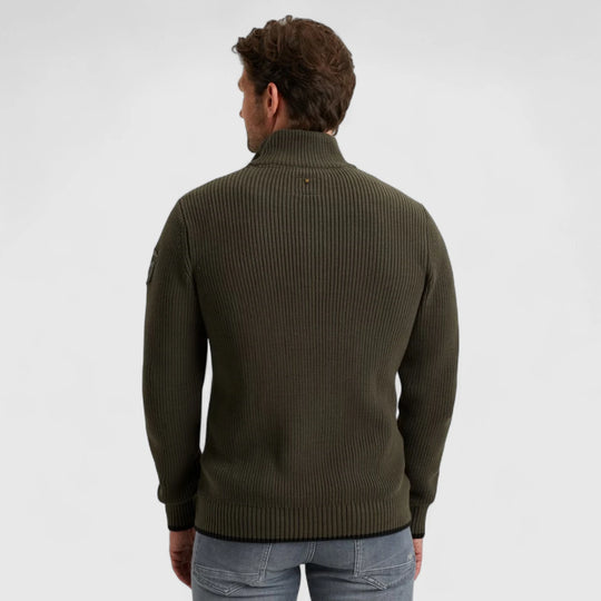 PKW2509324-8039 PME Legend Knitwear Half Zip Collar Cotton Mix Yarn Beluga / Grijs