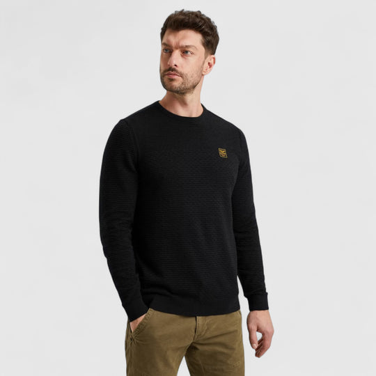 PKW2510300-5281 PME Legend Round Neck Cotton Mouline Salute / Donkerblauw