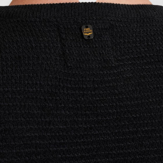 PKW2510300-5281 PME Legend Round Neck Cotton Mouline Salute / Donkerblauw