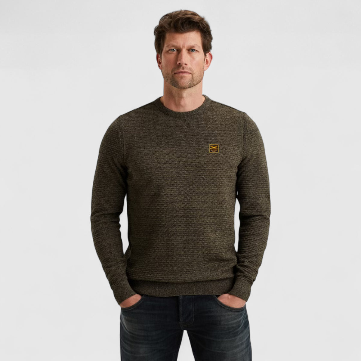 PKW2510300-6389 PME Legend Round Neck Cotton Mouline Dusky Green