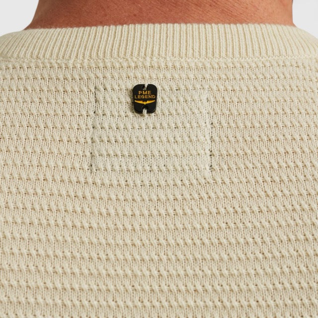 PKW2510300-7013 PME Legend Round Neck Cotton Mouline Bone White