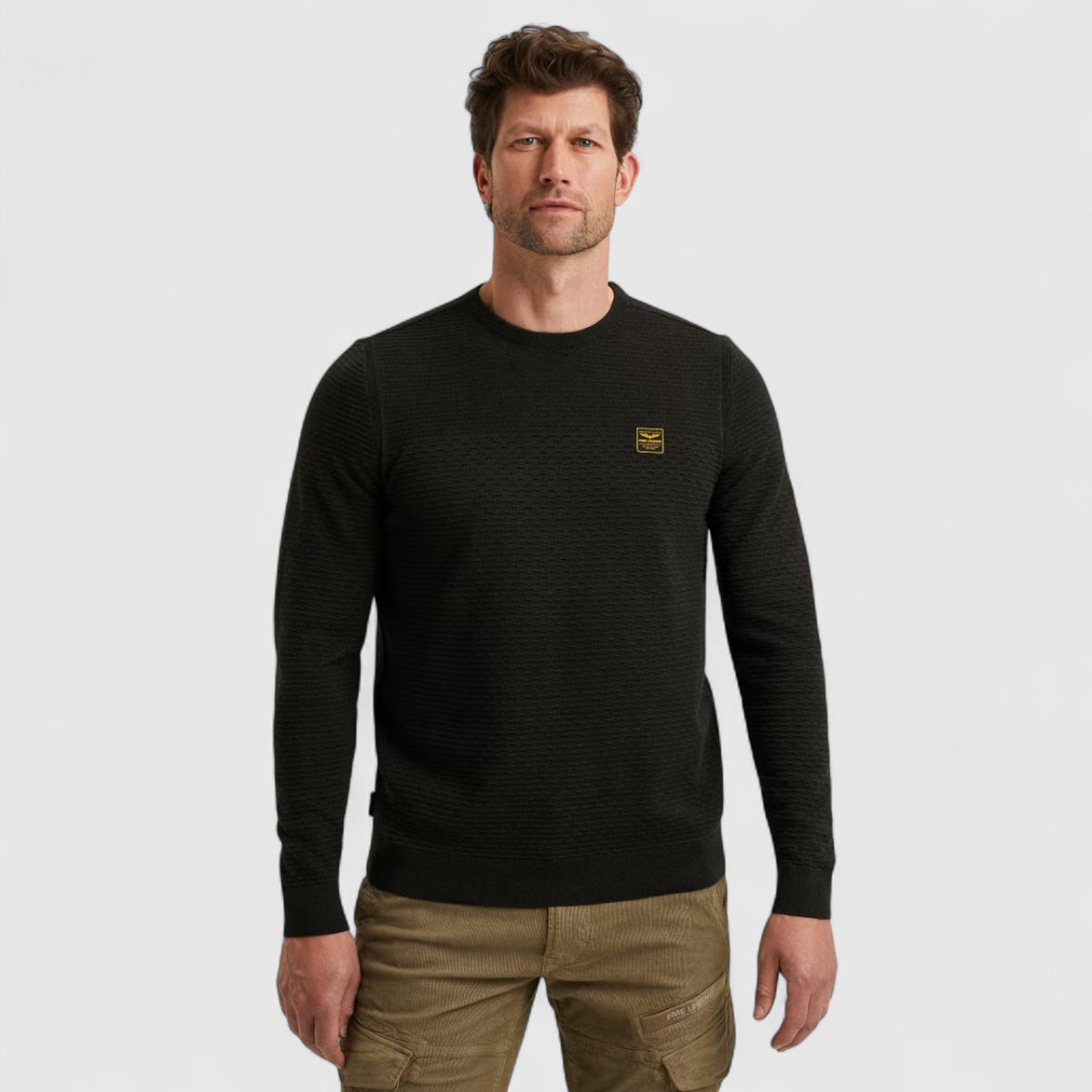 PKW2510300-999 PME Legend Round Neck Cotton Mouline Black / Zwart