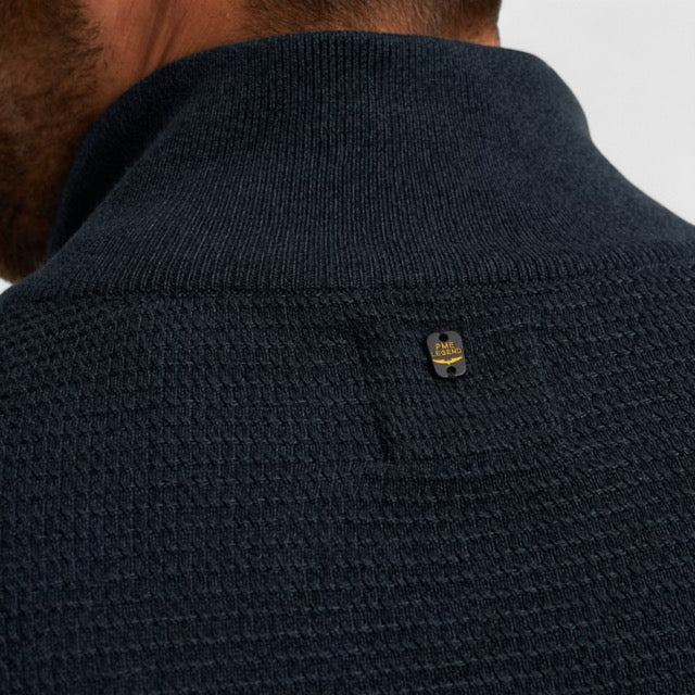 PKW2510301-5281 PME Legend Half zip collar cotton mouline (Organic) Salute/ Donkerblauw