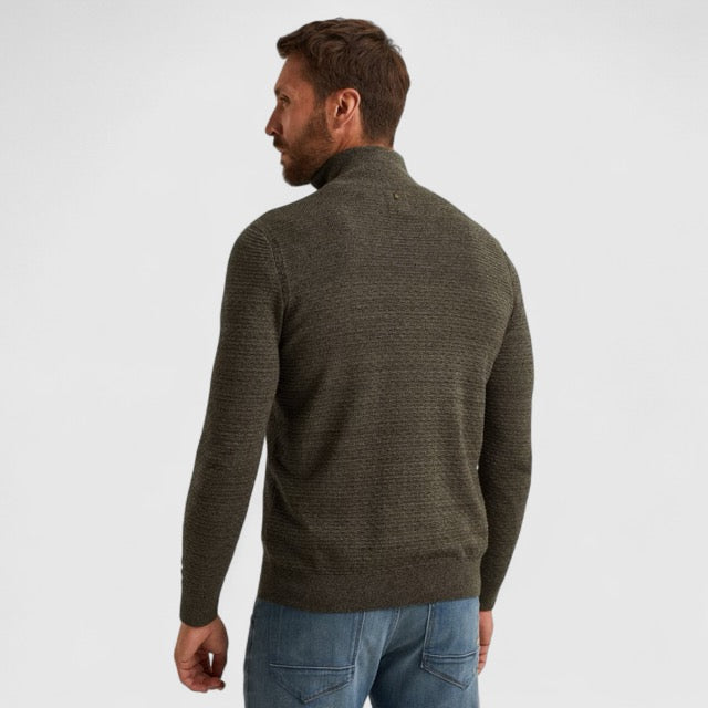 PKW2510301-6389 PME Legend Half zip collar cotton mouline (Organic) Dusky Green / Grijs Groen