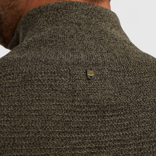 PKW2510301-6389 PME Legend Half zip collar cotton mouline (Organic) Dusky Green / Grijs Groen