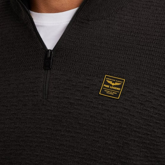 PKW2510301-999 PME Legend Half zip collar cotton mouline (Organic) Black / Zwart