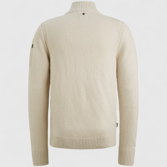 PKW2510314-910 PME Legend Knitwear Half Zip Collar Soft Blend Bone White Melee / Ecru